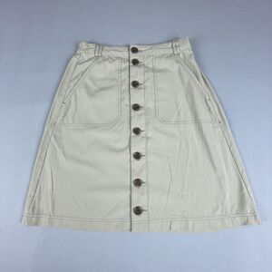 TravelSmith Button Front Skirt A-Line Midi Women’s 4 Khaki Basic Preppy Gorpcore